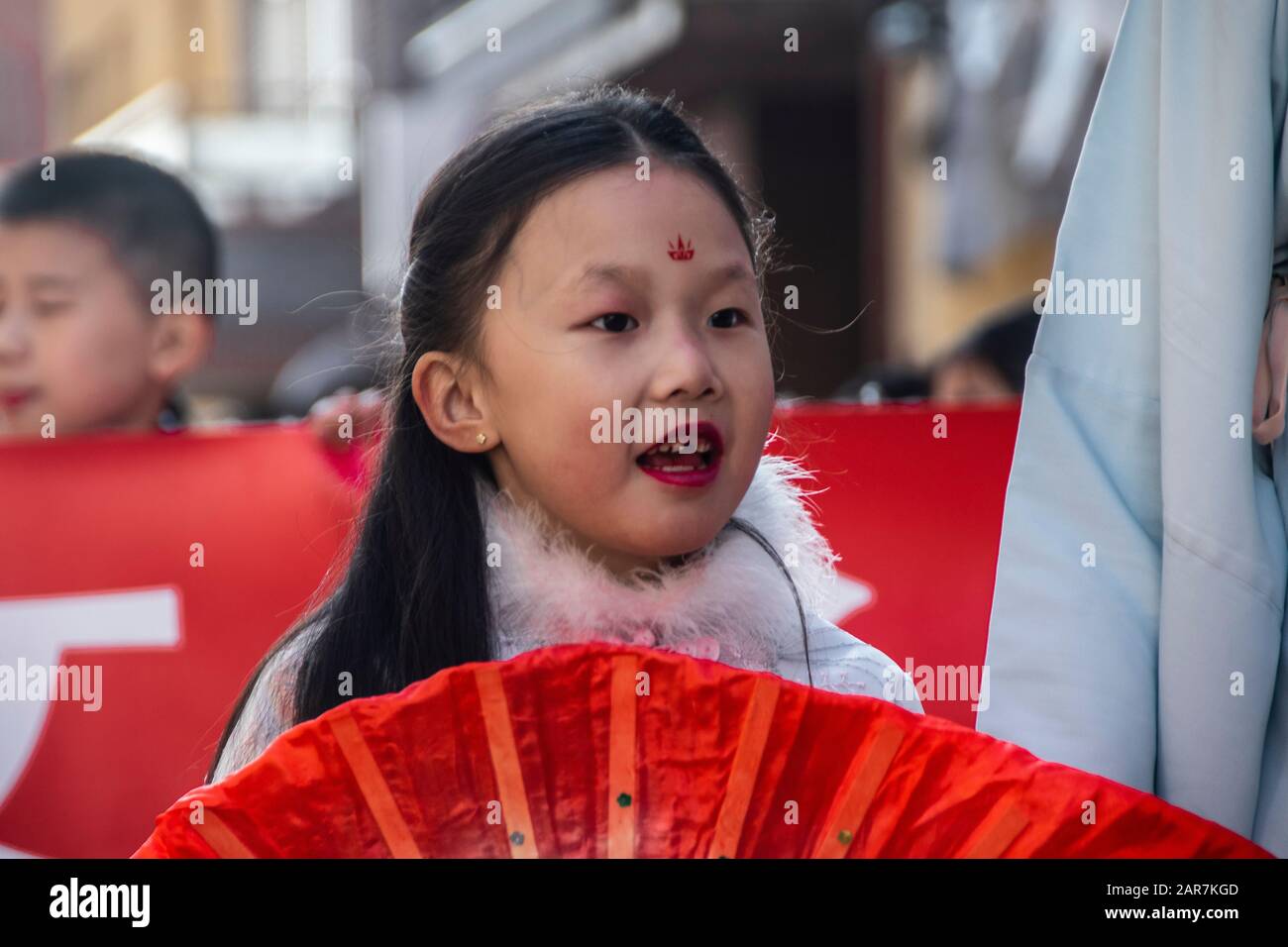 Fête chinoise de la nouvelle année 2020, « année du rat » dans le quartier de l'uséra à Madrid, en Espagne. Banque D'Images