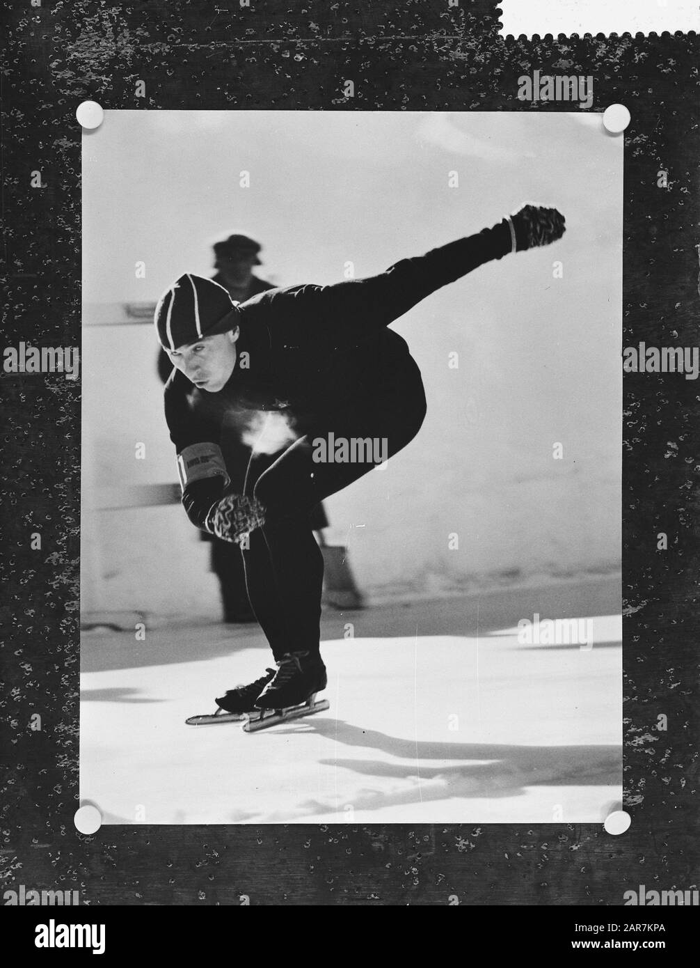 Championnat du monde d'hommes à Davos. Yevgeni Grishin (Union soviétique), détenteur du record mondial sur les 500 mètres. Date: 3 février 1960 lieu: Davos mots clés: Patinage, sport Nom De La Personne: Grishin Yevgeni Banque D'Images
