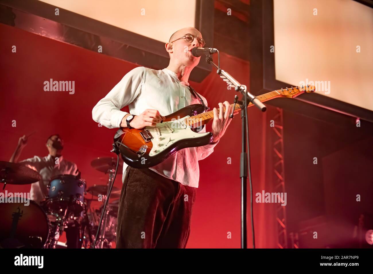 Leeds, Royaume-Uni. 25 janvier 2020. Jack Steadman, Jamie MacColl, Suren de Saram, et Ed Nash du groupe Bombay Bicycle Club se présentent à l'O2 Academy Leeds vendu sur Tout Le Reste A Fait Une Tournée Britannique Erronée, Leeds 2020-01-25 . Crédit : Gary Mather/Alay Live News Banque D'Images