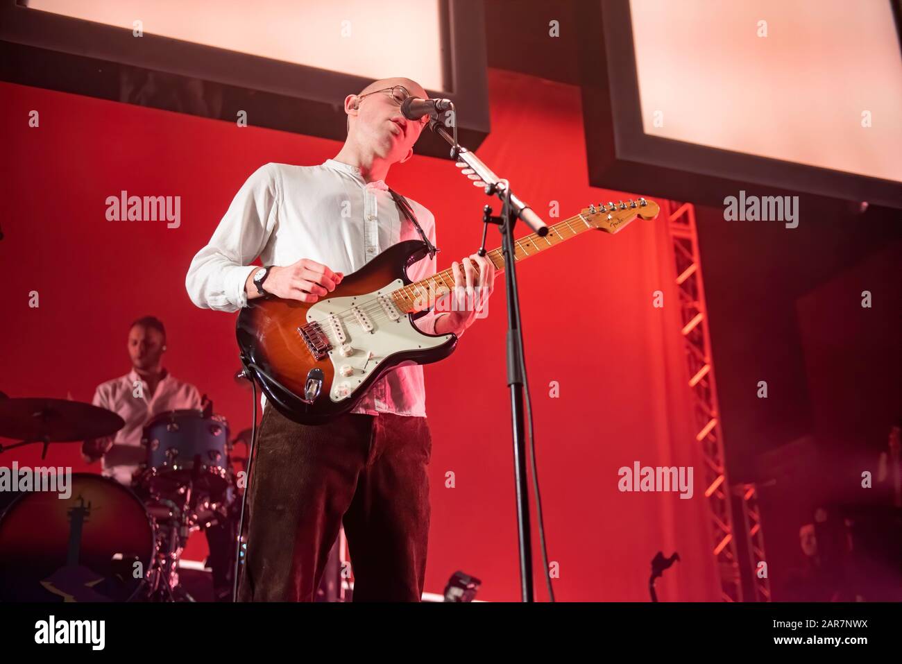 Leeds, Royaume-Uni. 25 janvier 2020. Jack Steadman, Jamie MacColl, Suren de Saram, et Ed Nash du groupe Bombay Bicycle Club se présentent à l'O2 Academy Leeds vendu sur Tout Le Reste A Fait Une Tournée Britannique Erronée, Leeds 2020-01-25 . Crédit : Gary Mather/Alay Live News Banque D'Images