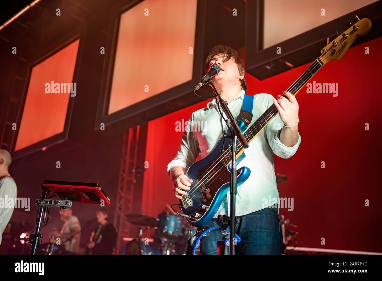 Leeds, Royaume-Uni. 25 janvier 2020. Jack Steadman, Jamie MacColl, Suren de Saram, et Ed Nash du groupe Bombay Bicycle Club se présentent à l'O2 Academy Leeds vendu sur Tout Le Reste A Fait Une Tournée Britannique Erronée, Leeds 2020-01-25 . Crédit : Gary Mather/Alay Live News Banque D'Images