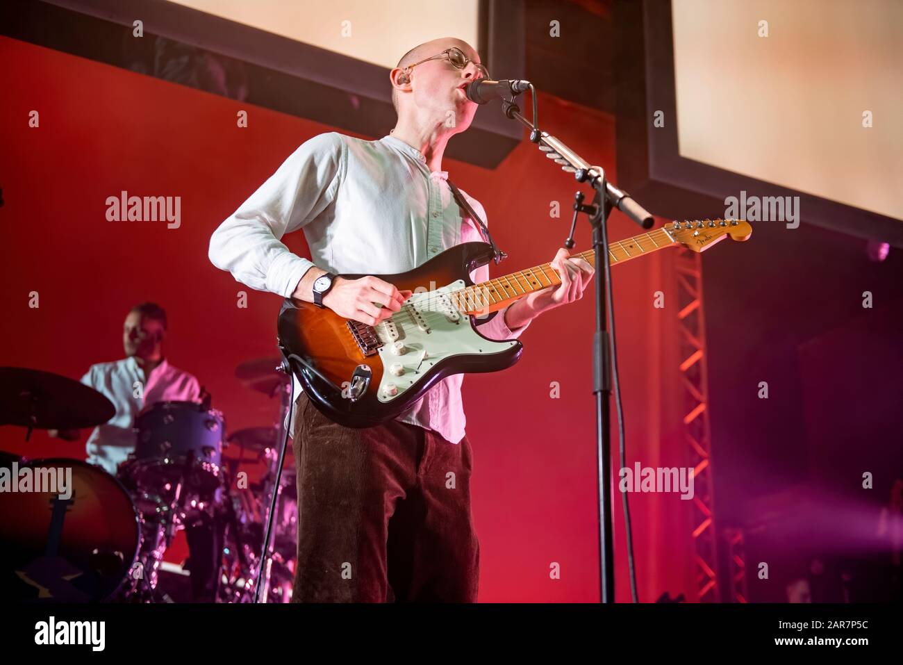 Leeds, Royaume-Uni. 25 janvier 2020. Jack Steadman, Jamie MacColl, Suren de Saram, et Ed Nash du groupe Bombay Bicycle Club se présentent à l'O2 Academy Leeds vendu sur Tout Le Reste A Fait Une Tournée Britannique Erronée, Leeds 2020-01-25 . Crédit : Gary Mather/Alay Live News Banque D'Images