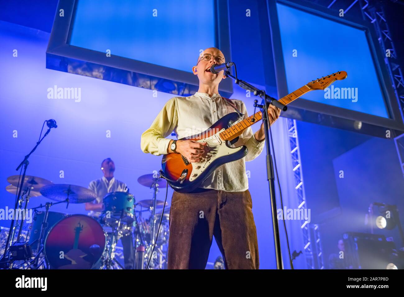 Leeds, Royaume-Uni. 25 janvier 2020. Jack Steadman, Jamie MacColl, Suren de Saram, et Ed Nash du groupe Bombay Bicycle Club se présentent à l'O2 Academy Leeds vendu sur Tout Le Reste A Fait Une Tournée Britannique Erronée, Leeds 2020-01-25 . Crédit : Gary Mather/Alay Live News Banque D'Images