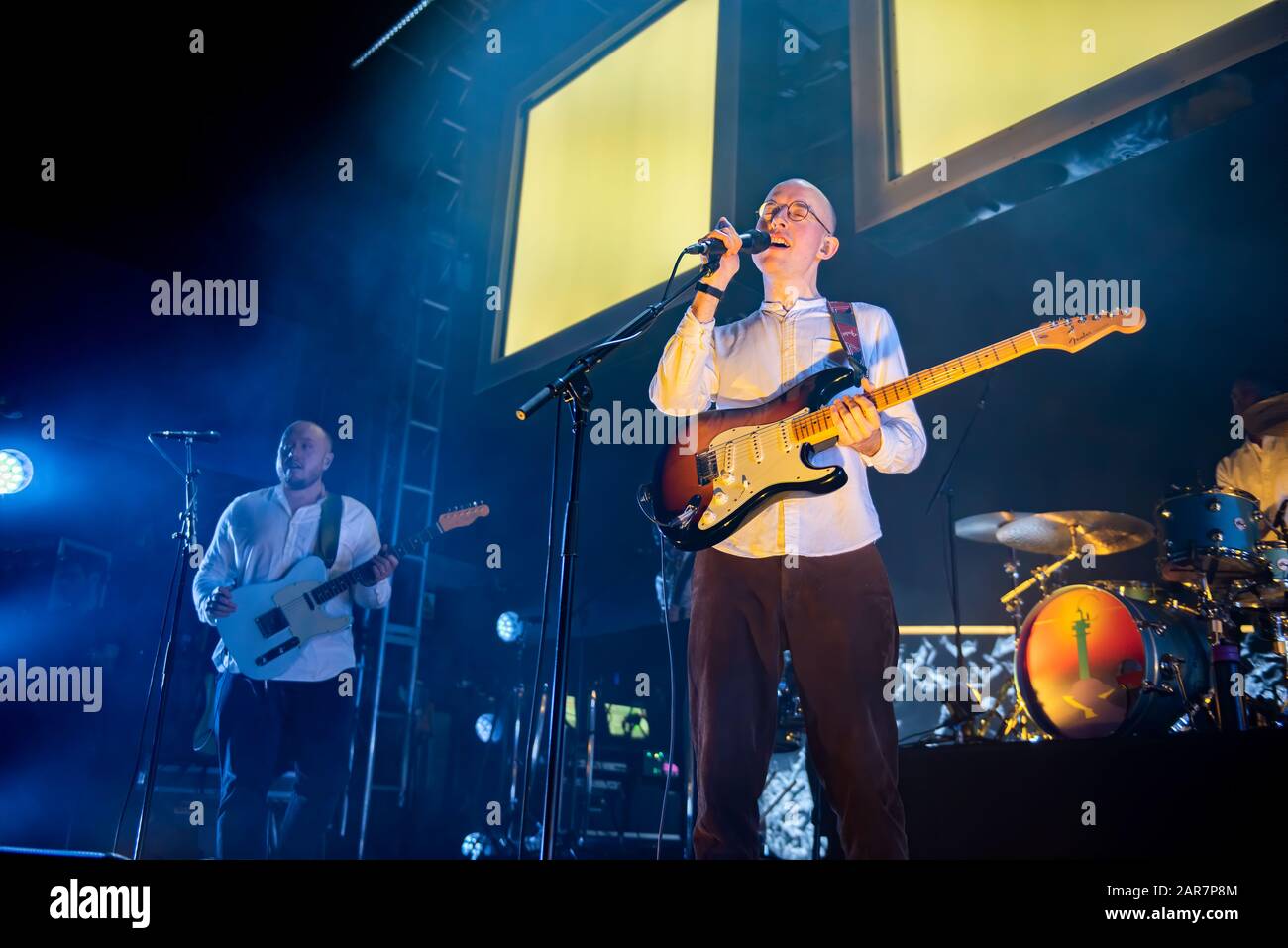 Leeds, Royaume-Uni. 25 janvier 2020. Jack Steadman, Jamie MacColl, Suren de Saram, et Ed Nash du groupe Bombay Bicycle Club se présentent à l'O2 Academy Leeds vendu sur Tout Le Reste A Fait Une Tournée Britannique Erronée, Leeds 2020-01-25 . Crédit : Gary Mather/Alay Live News Banque D'Images