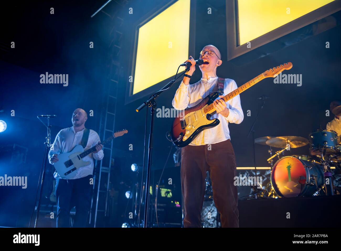 Leeds, Royaume-Uni. 25 janvier 2020. Jack Steadman, Jamie MacColl, Suren de Saram, et Ed Nash du groupe Bombay Bicycle Club se présentent à l'O2 Academy Leeds vendu sur Tout Le Reste A Fait Une Tournée Britannique Erronée, Leeds 2020-01-25 . Crédit : Gary Mather/Alay Live News Banque D'Images