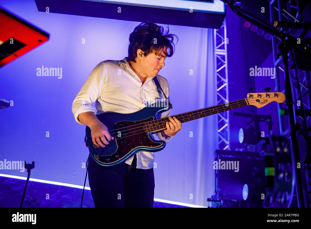 Leeds, Royaume-Uni. 25 janvier 2020. Jack Steadman, Jamie MacColl, Suren de Saram, et Ed Nash du groupe Bombay Bicycle Club se présentent à l'O2 Academy Leeds vendu sur Tout Le Reste A Fait Une Tournée Britannique Erronée, Leeds 2020-01-25 . Crédit : Gary Mather/Alay Live News Banque D'Images