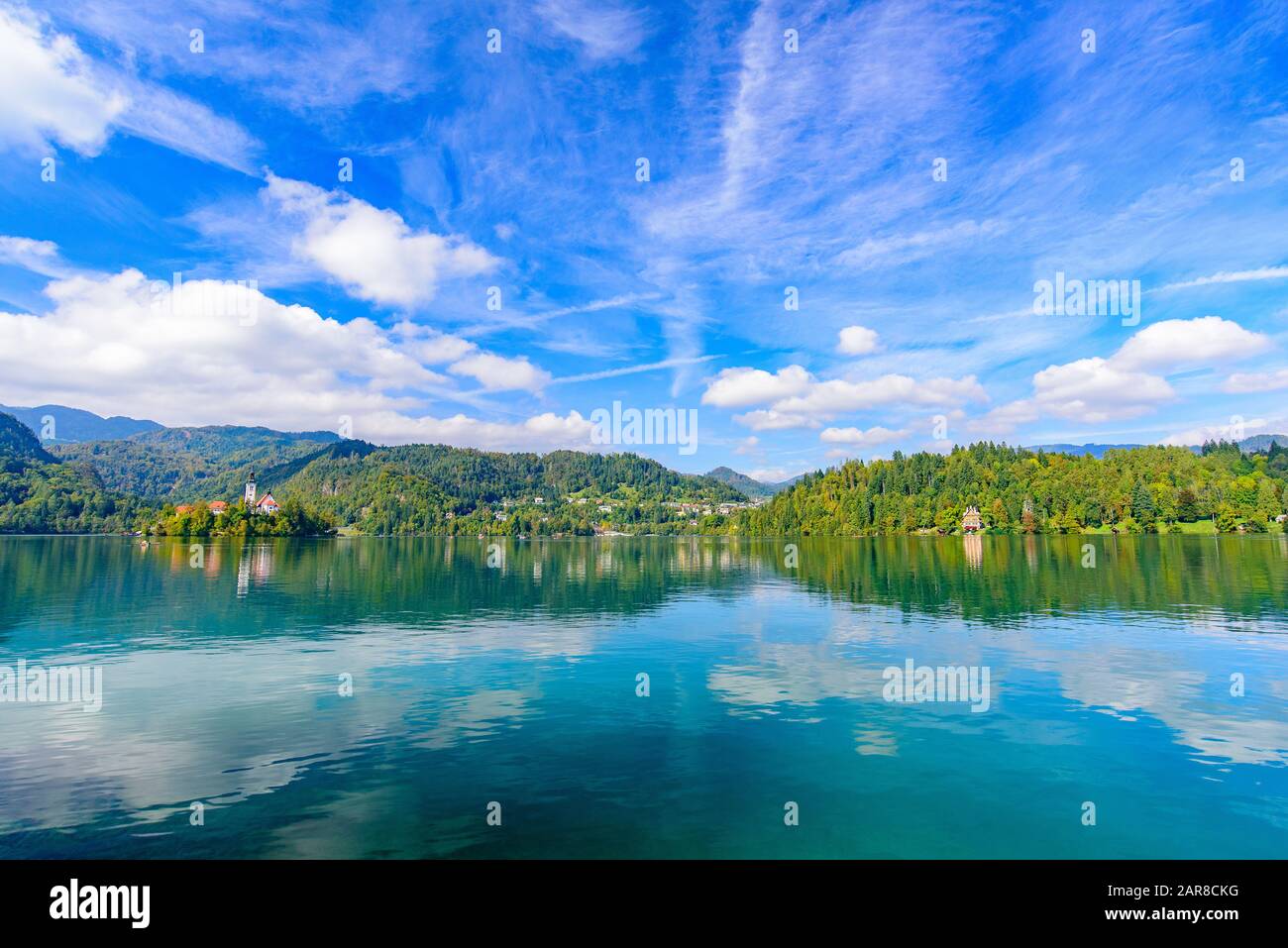 Lac Bled, une destination touristique populaire en Slovénie Banque D'Images