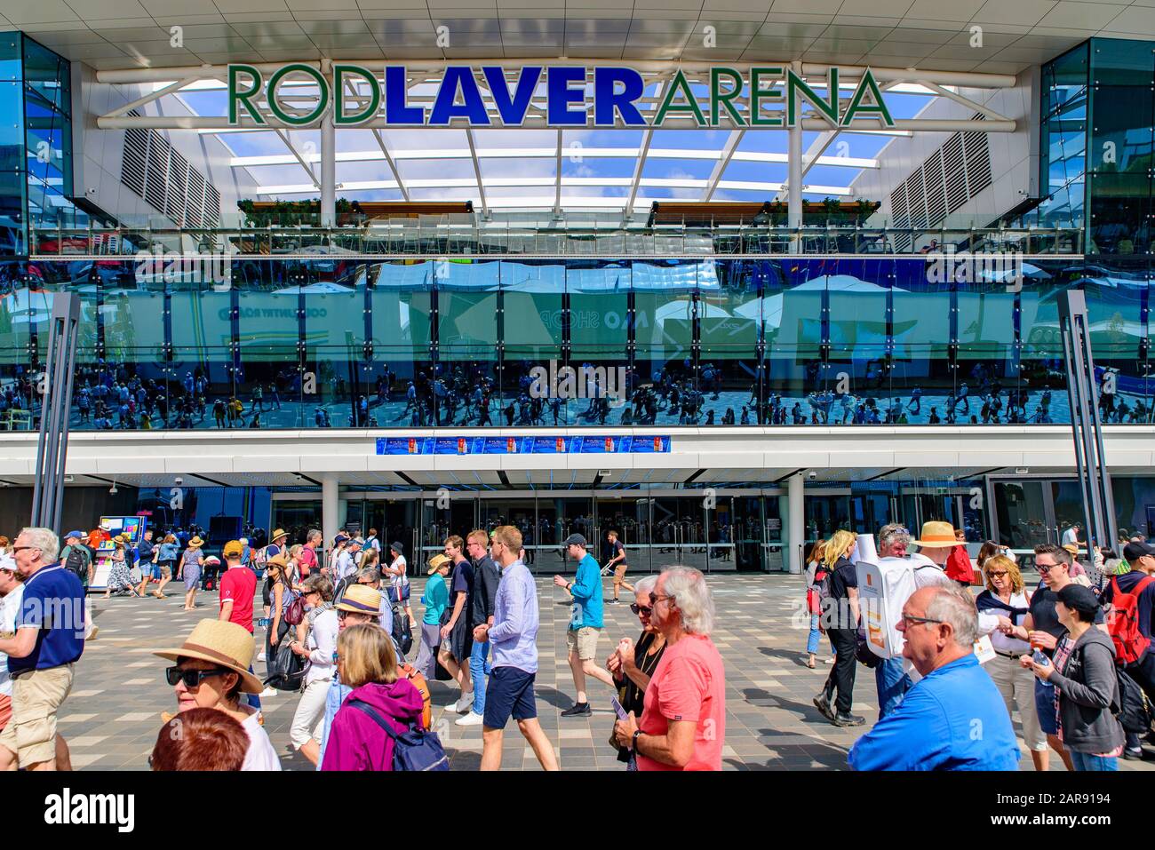 Rod laver Arena pour l'Australian Open 2020, un lieu de tennis au Melbourne Park, Melbourne, Australie Banque D'Images
