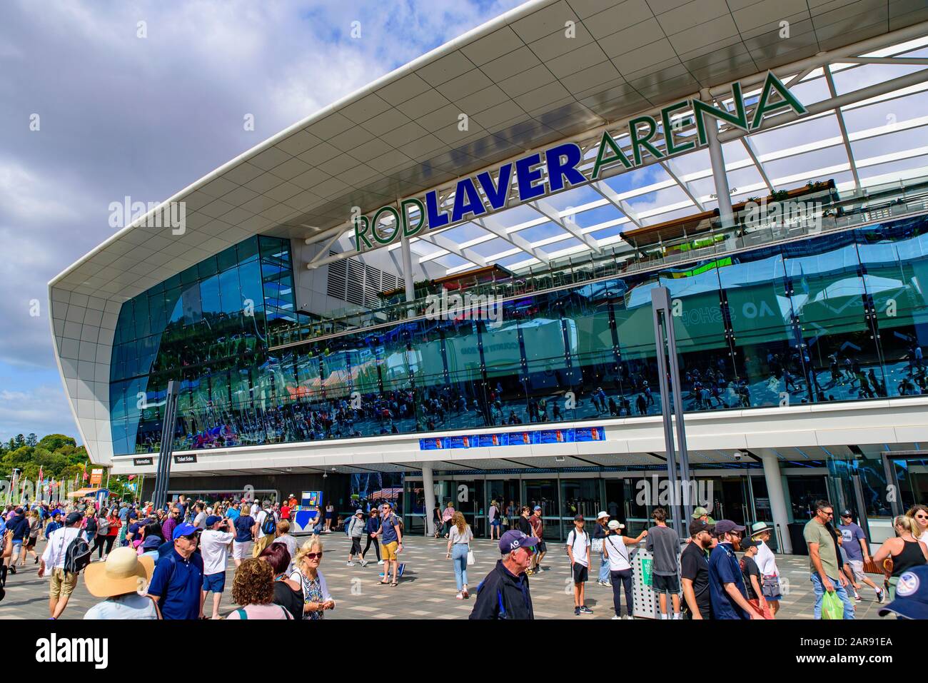 Rod laver Arena pour l'Australian Open 2020, un lieu de tennis au Melbourne Park, Melbourne, Australie Banque D'Images