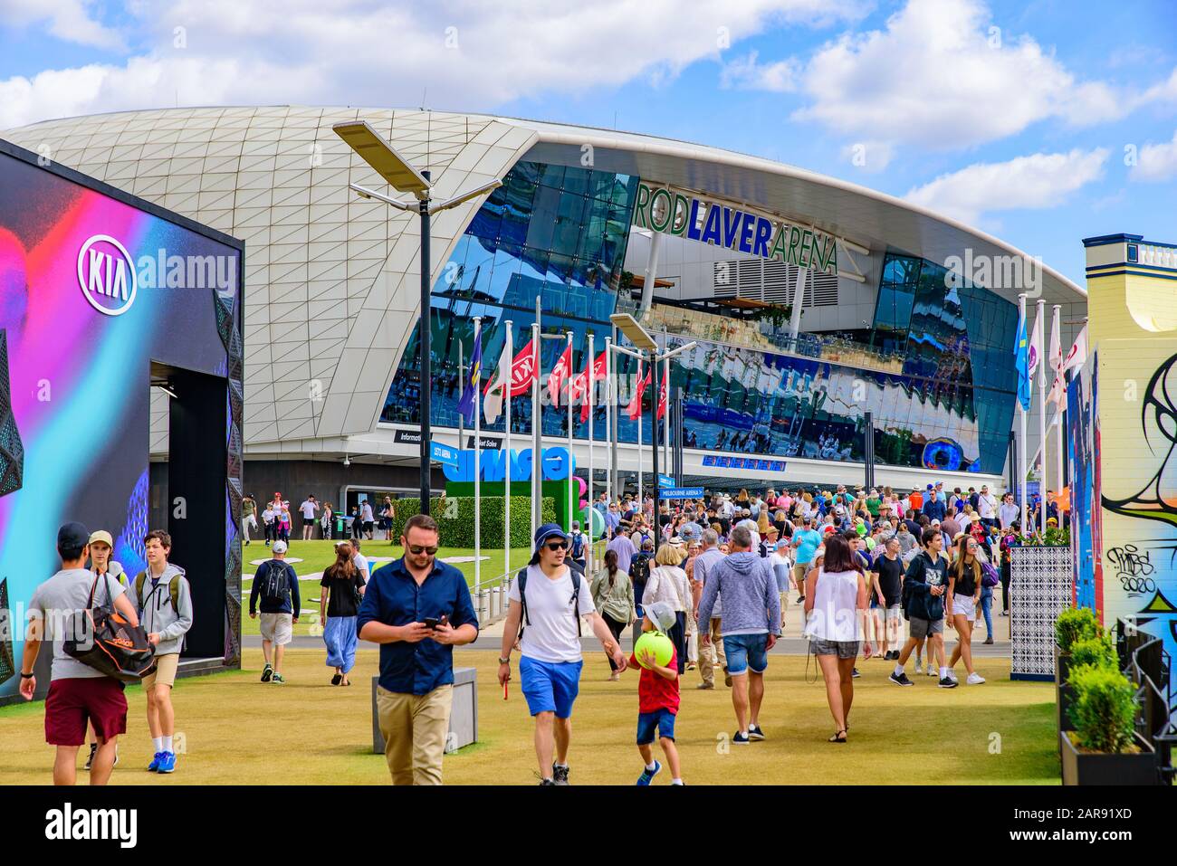 Rod laver Arena pour l'Australian Open 2020, un lieu de tennis au Melbourne Park, Melbourne, Australie Banque D'Images