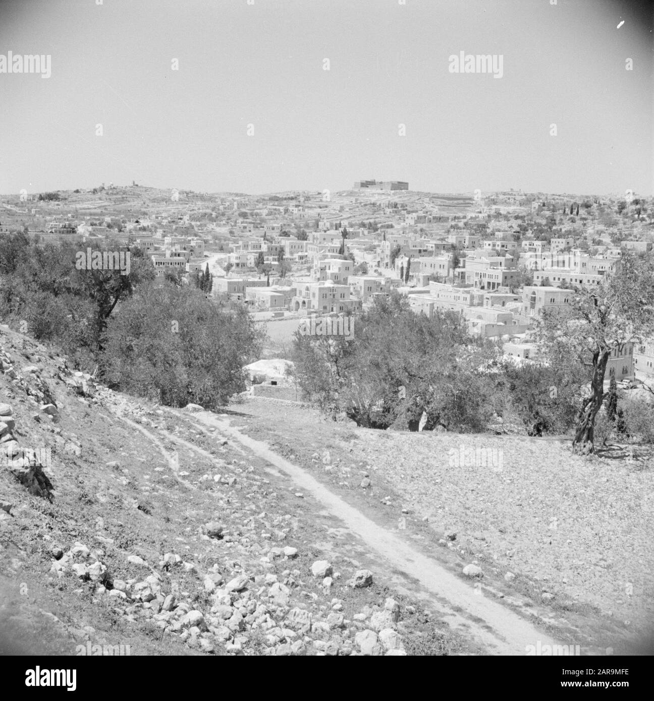 Moyen-Orient 1950-1955 : Jordanie - Hébron vue de la ville d'Hébron Annotation: Au moment de l'enregistrement, cet endroit était en Jordanie Date: 1950 lieu: Hébron, Palestine, Jordanie mots clés: Panorama, villes Banque D'Images