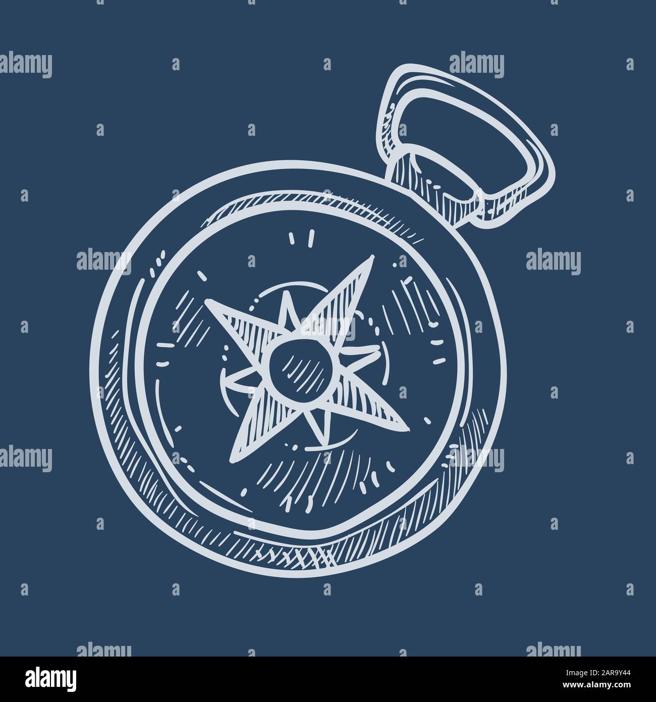 Esquisse de compas ou dessin de craie, symbole nautique, navigation marine Illustration de Vecteur
