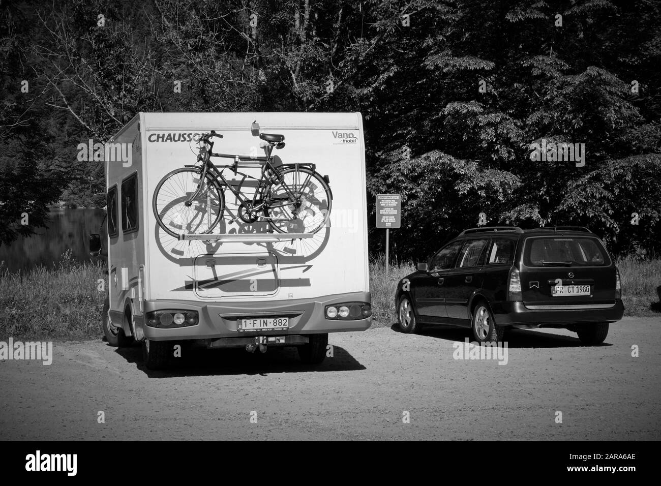 Fourgonnette avec porte-vélos arrière, Storkensohn, Haut Rhin, Grand est, France, Europe Banque D'Images