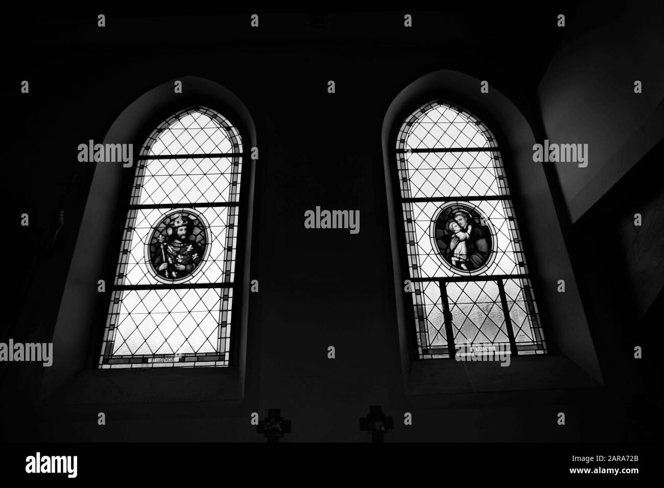 Saint Ludovicus, Saint Antonius, Vitrail, Storkensohn, Haut Rhin, Grand Est, France, Europe Banque D'Images