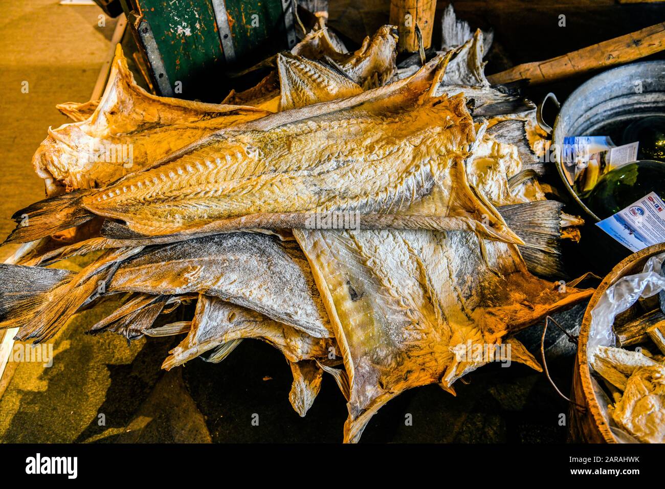 Norvège. Norvegia. Îles Lofoten. Poisson-Fond Banque D'Images