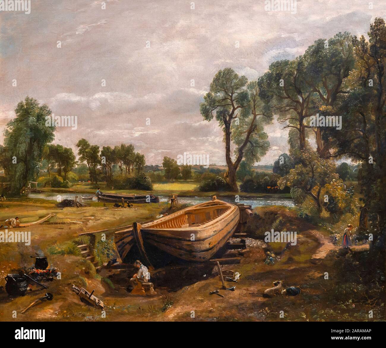 Construction de bateaux près de Flatford Mill, John Constable, 1815, Banque D'Images