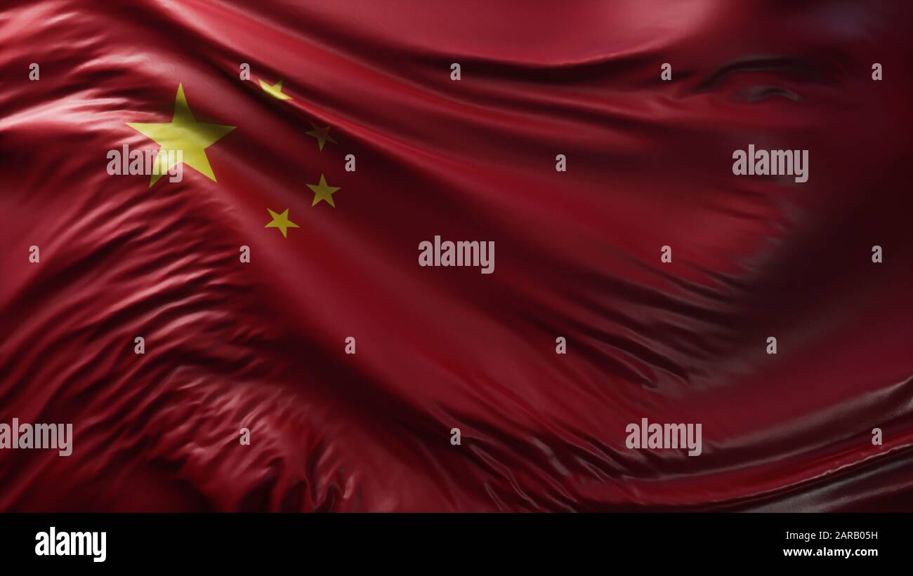 Drapeau national de la Chine sur un fond de texture de coton ondulant - rendu tridimensionnel Banque D'Images