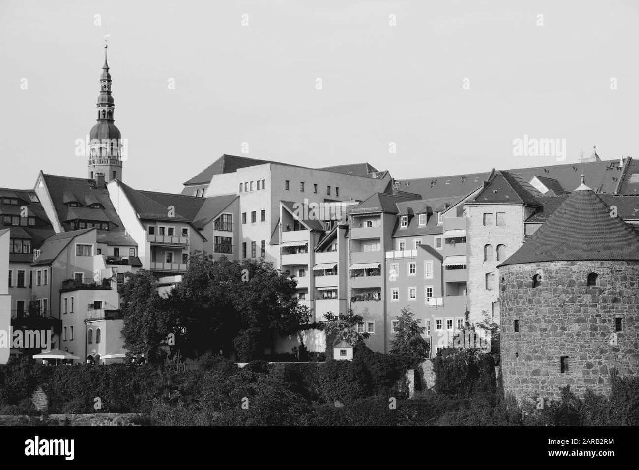Bautzen, Vieille Ville En Allemagne. Photo noir et blanc. Banque D'Images
