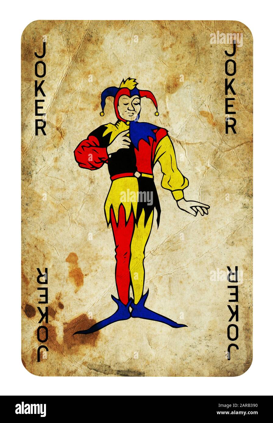 Joker jeu de carte Vintage - isolated on white (chemin inclus) Banque D'Images