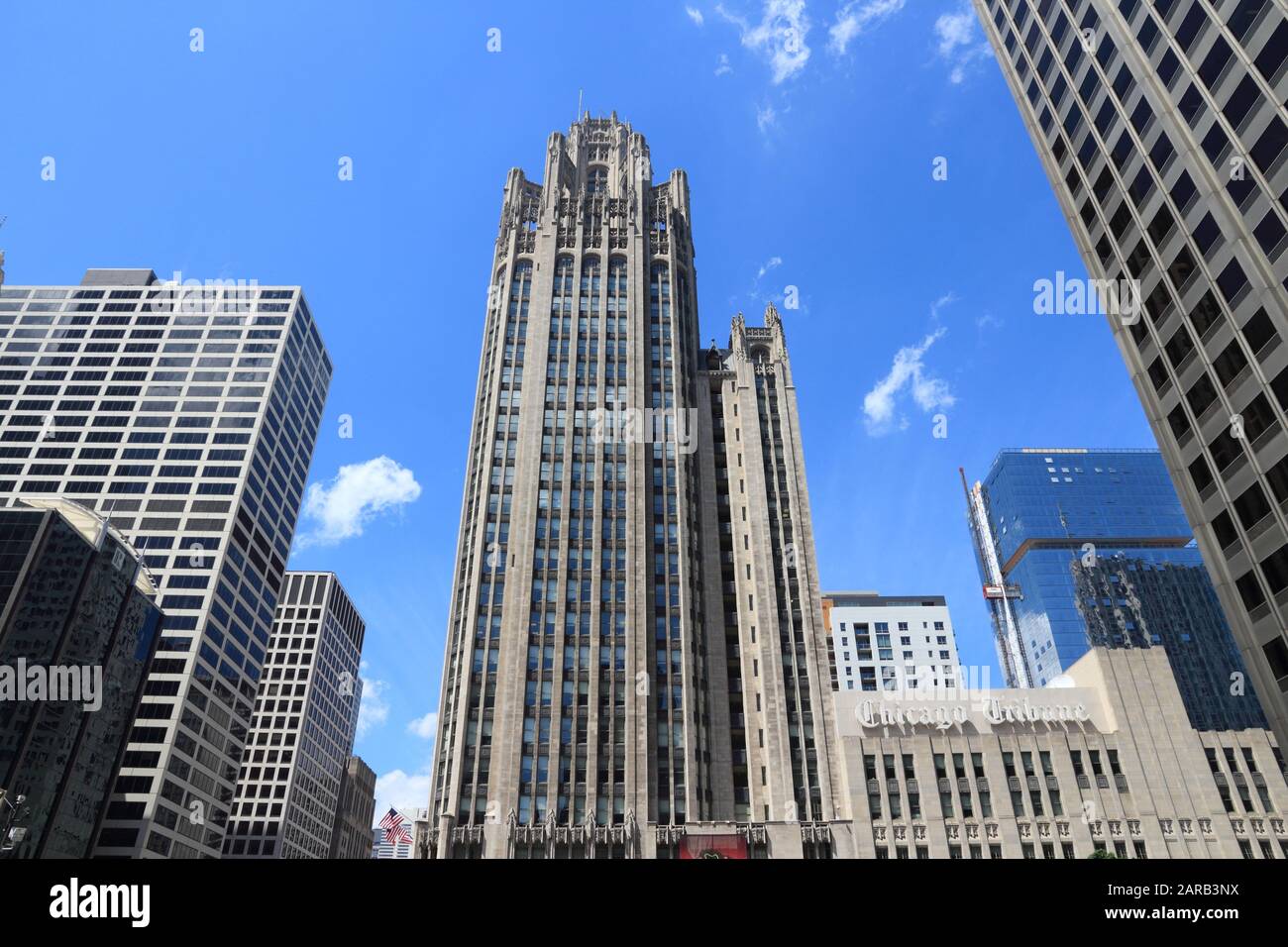 CHICAGO, USA - 27 juin 2013 : Tribune Tower gratte-ciel de style néo-gothique à Chicago. C'est 462 ft (141 m) de hauteur et fait partie d'Michigan-Wacker Historic Distri Banque D'Images