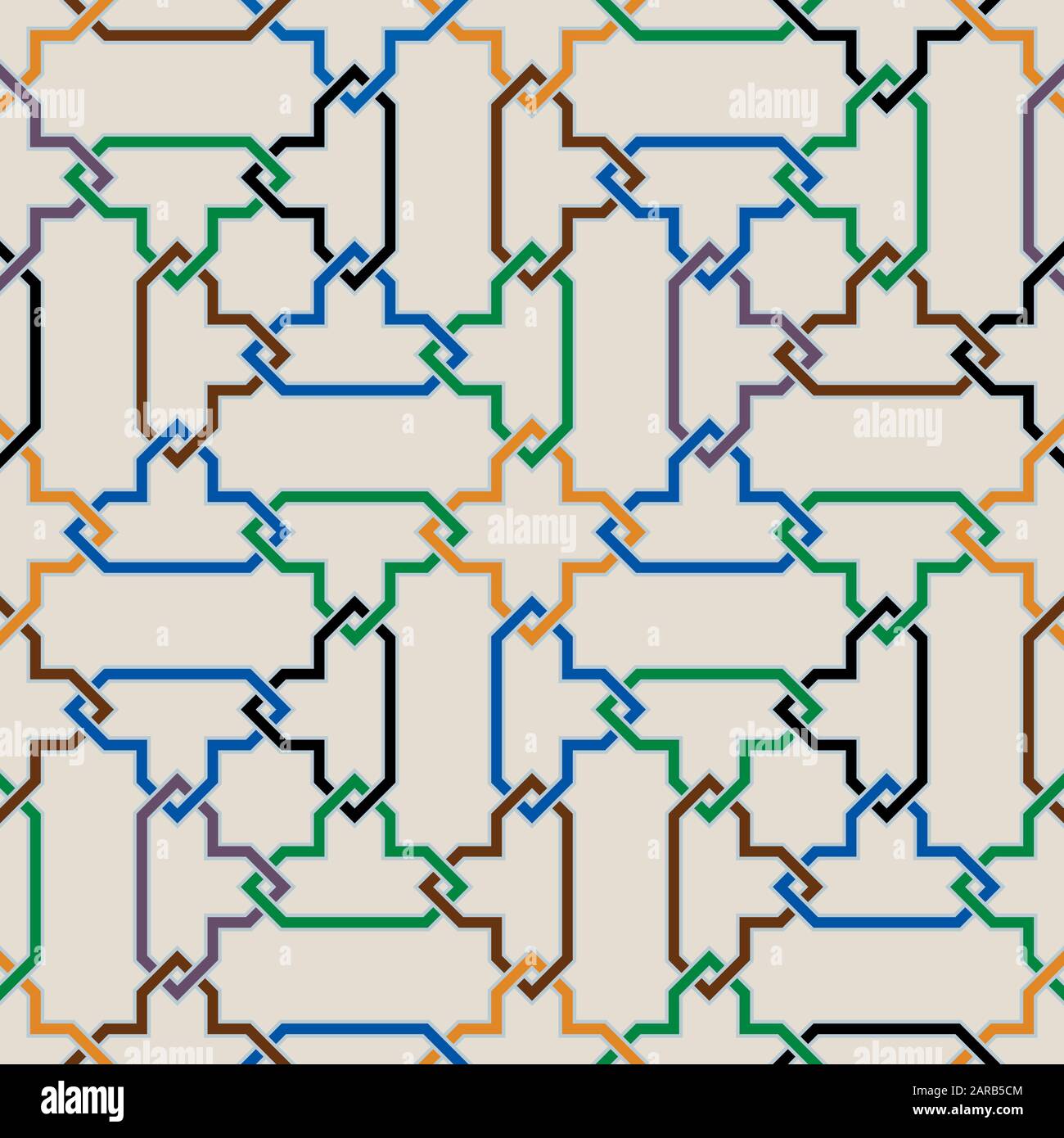 Motif Vectoriel Coloré Orné Sans Couture De Décorations Mauresques En Mosaïque. Fond mosaïque tileable dans le style Palace of Alhambra. Illustration de Vecteur