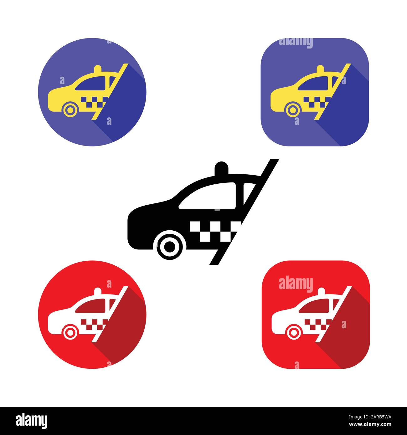 Icône de panneau de voiture de taxi. Symbole des transports en commun, icône de taxi dans un design plat tendance Illustration de Vecteur