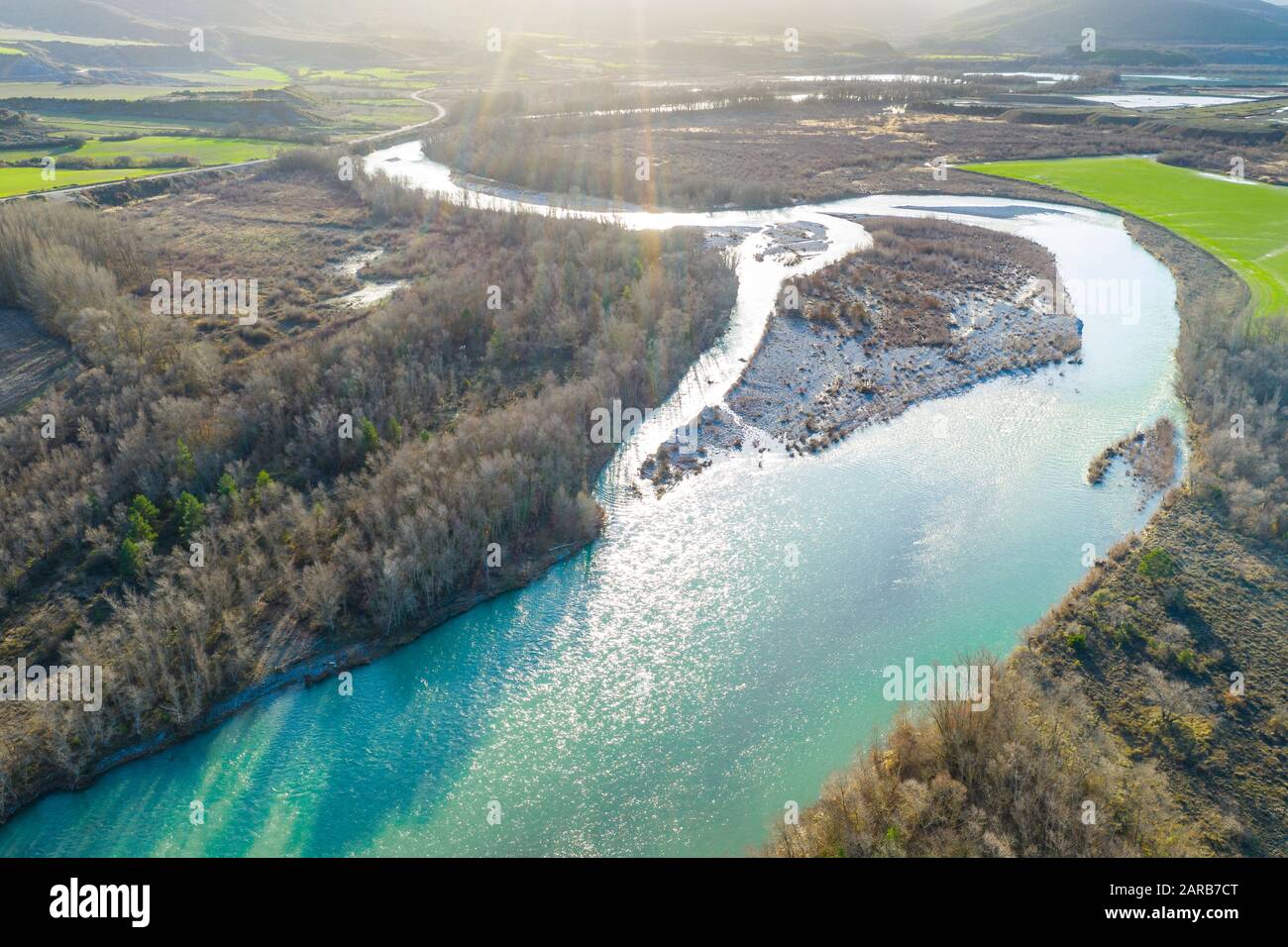 Vue aérienne d'une rivière. Banque D'Images
