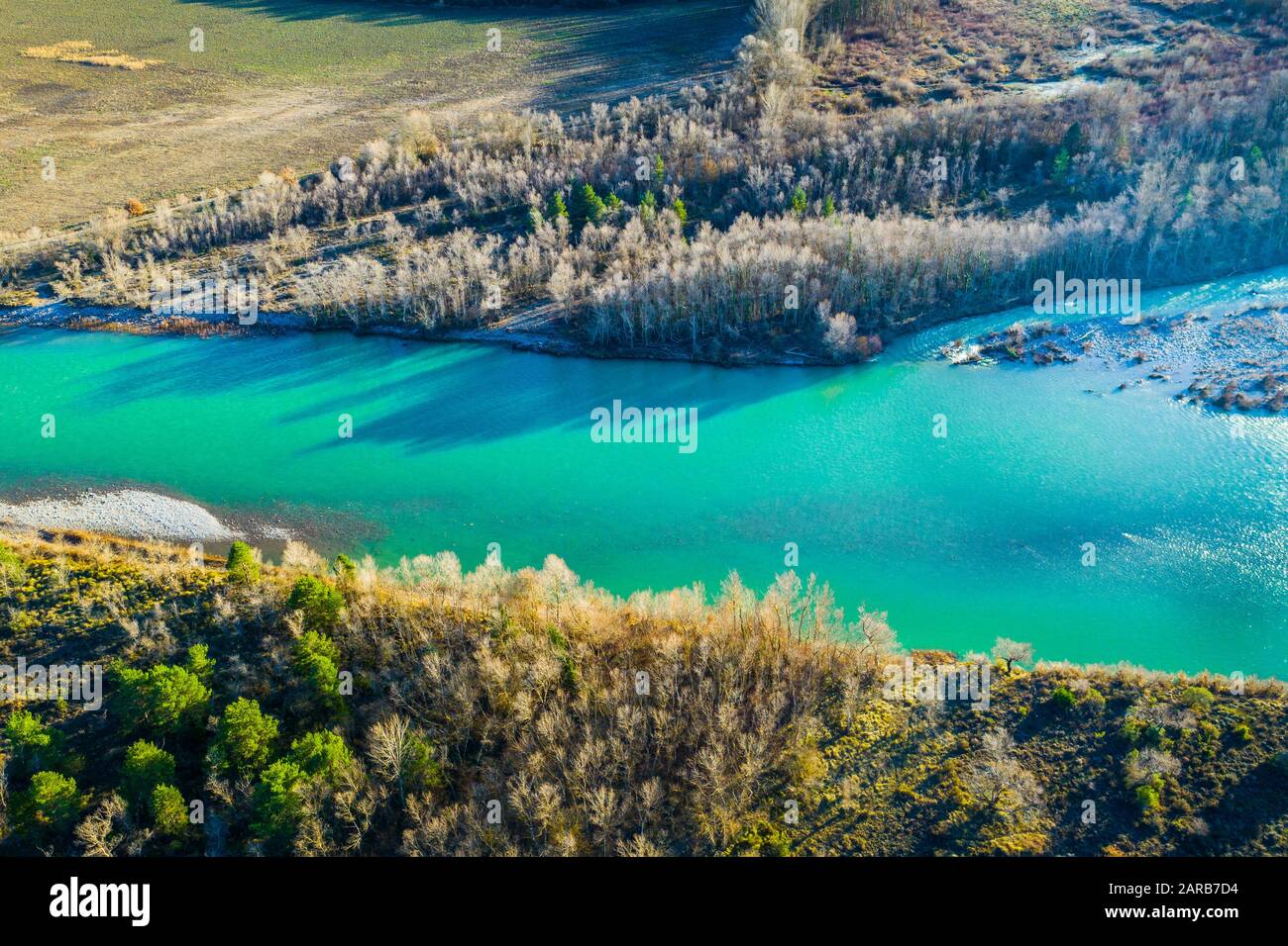 Vue aérienne d'une rivière. Banque D'Images