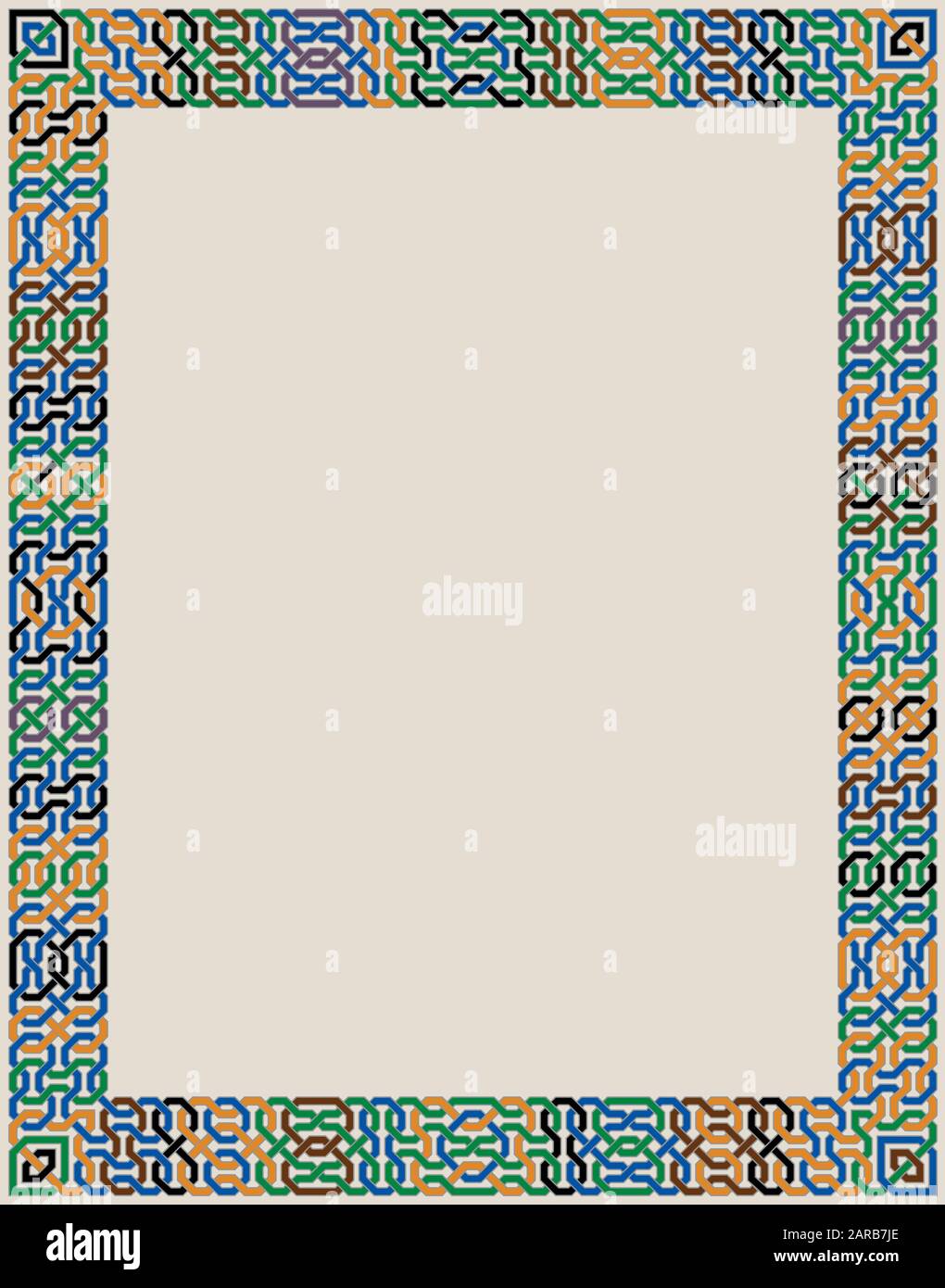 Bordure Vectorielle Colorée Ornée De Décorations En Mosaïque Mauresque. Cadre en mosaïque dans le style palais de l'Alhambra. Illustration de Vecteur