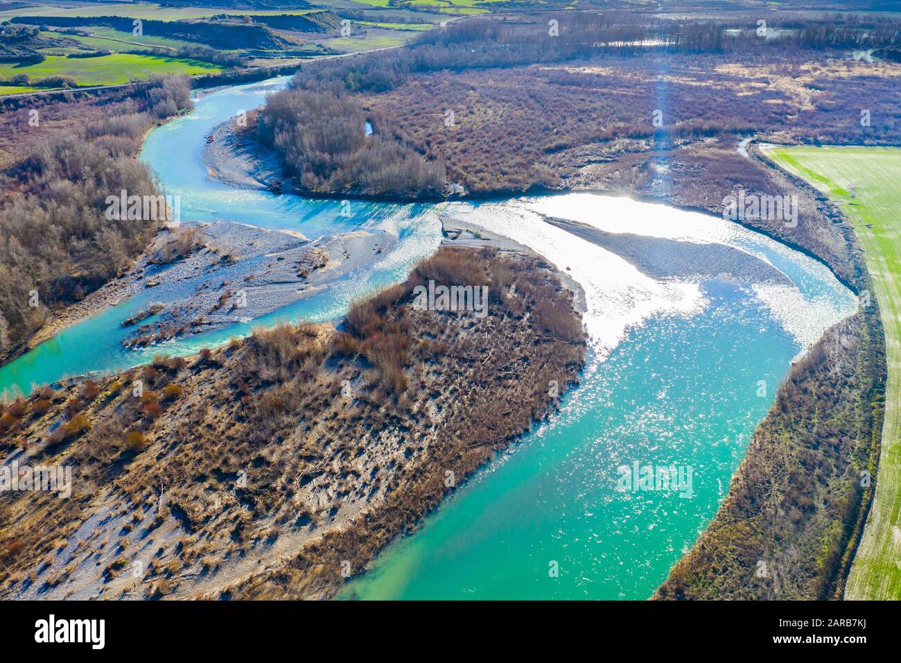 Vue aérienne d'une rivière. Banque D'Images