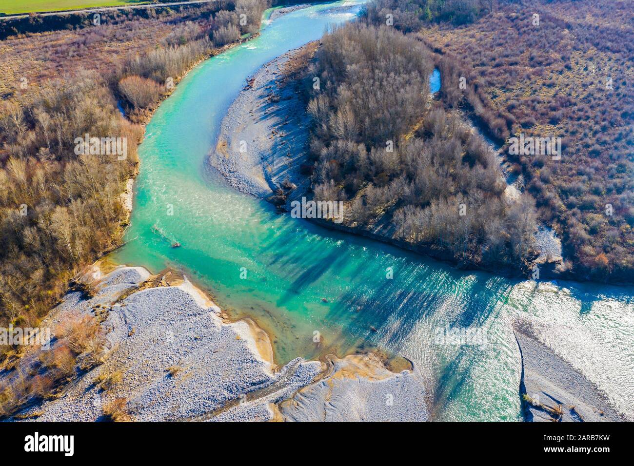 Vue aérienne d'une rivière. Banque D'Images