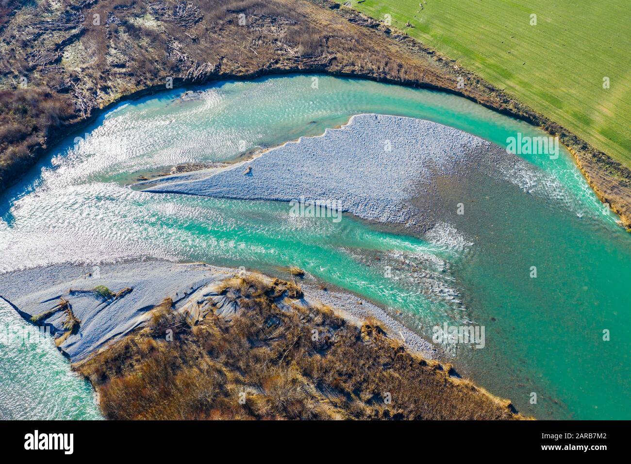 Vue aérienne d'une rivière. Banque D'Images