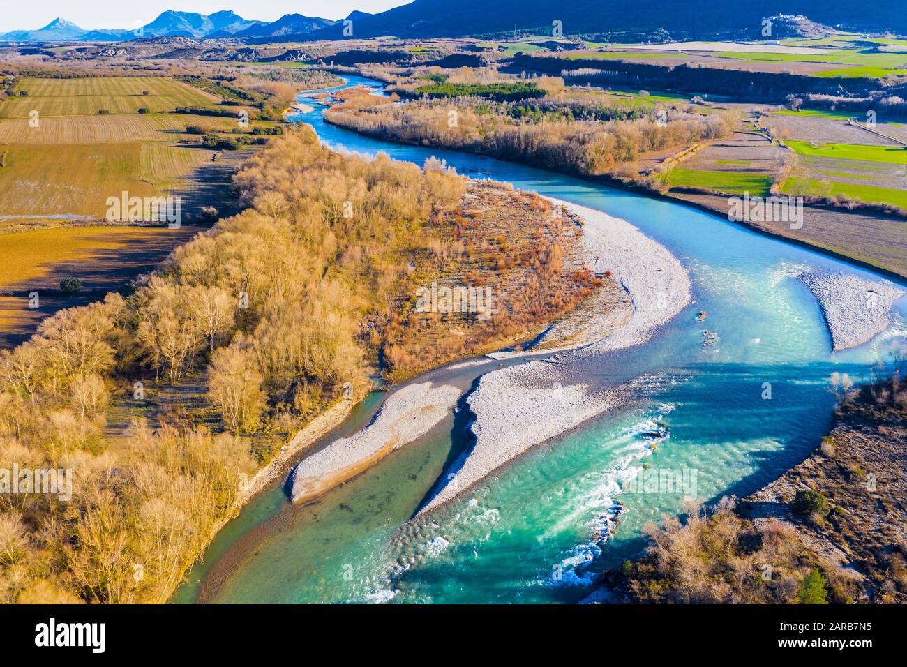 Vue aérienne d'une rivière. Banque D'Images