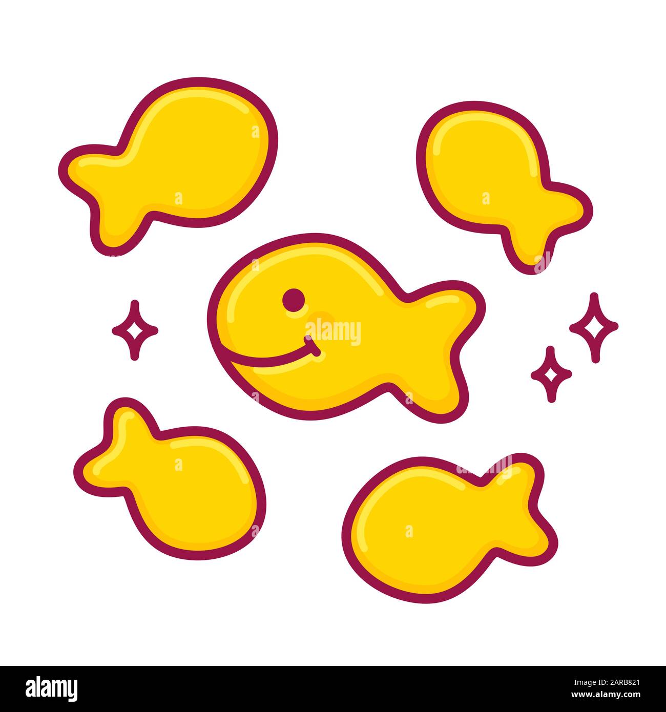 Craquelins salés en forme de poisson. Illustration vectorielle dans un style de dessin animé mignon. Illustration de Vecteur