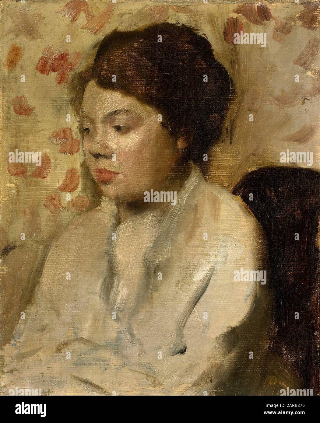Edgar Degas ( 1834–1917 ) , Portrait d'une jeune femme , 1885 ( huile sur toile 0,27 x 0,22) Banque D'Images