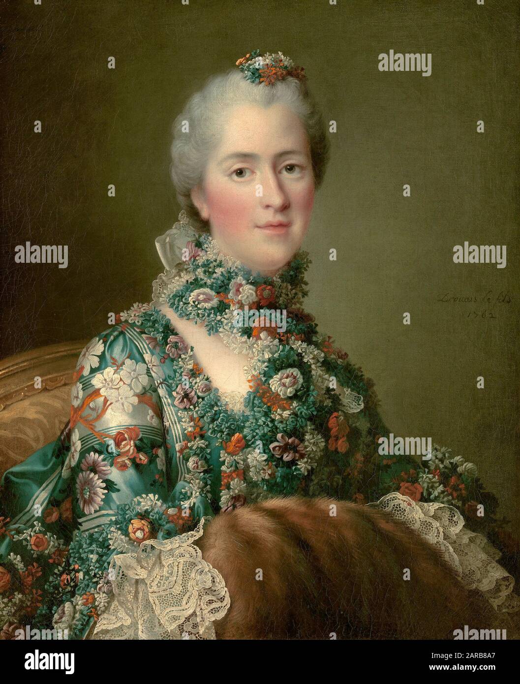 François Hubert Drouais ( 1727–1775) , Madame Sophie de France (1734–1782) 1762 Madame Sophie était la sixième des huit filles du roi Louis 14 de France. ( huile sur toile 0,65 x 0,53) Banque D'Images