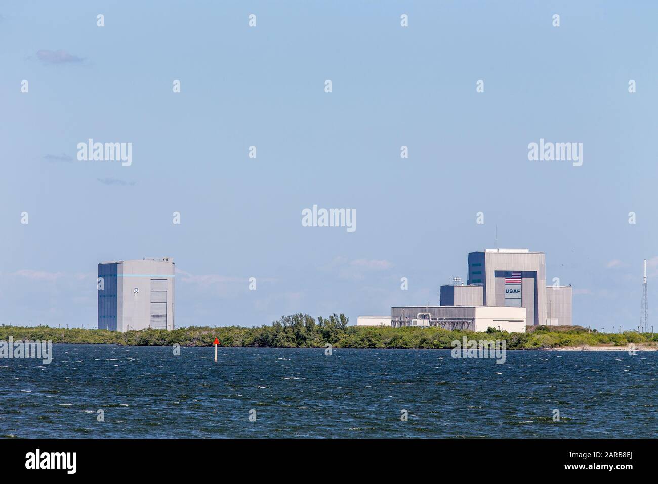 USAF United States Air Force Rocket and Space Craft Assembly Building au Centre spatial John F Kennedy à Cape Canaveral, en Floride Banque D'Images
