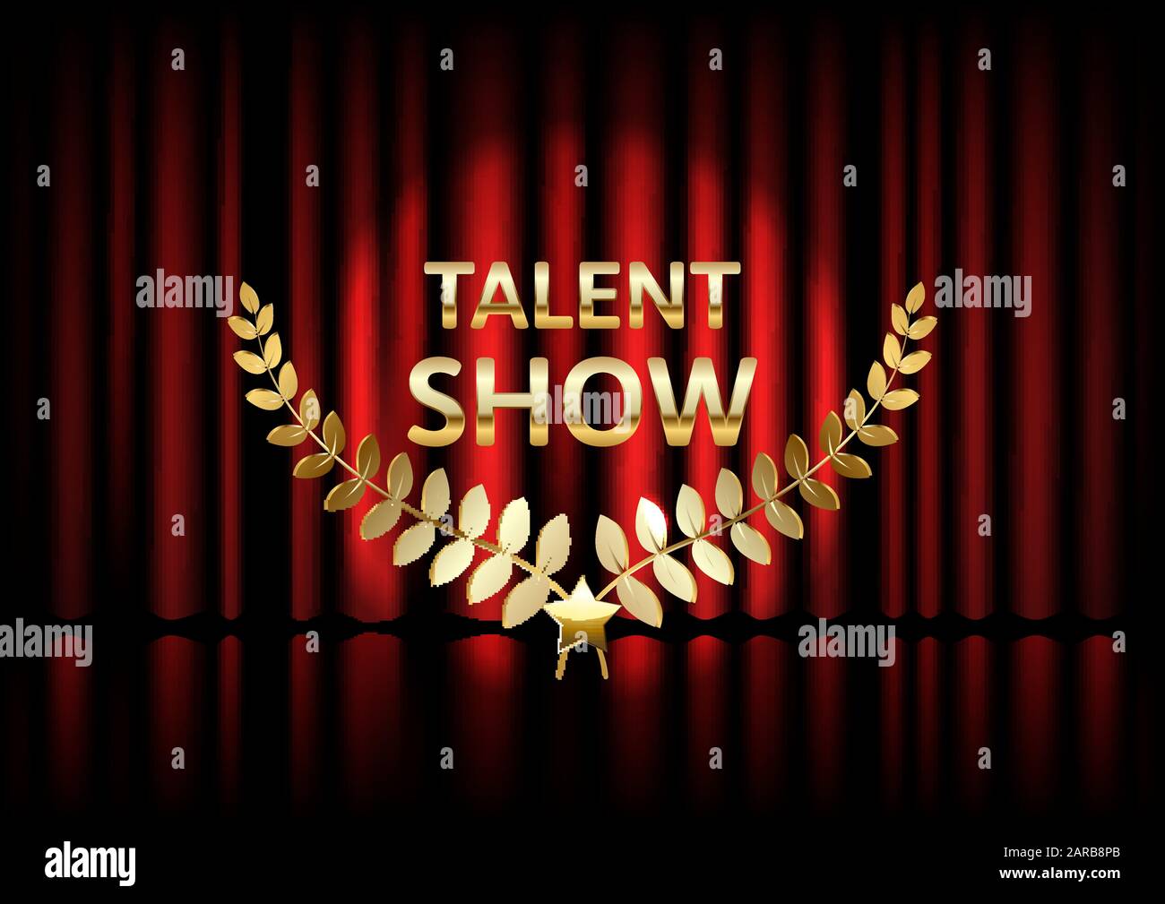 Talent show bannière, affiche, inscription or sur le rideau rouge, publicité ou invitation, événement, illustration vectorielle Illustration de Vecteur