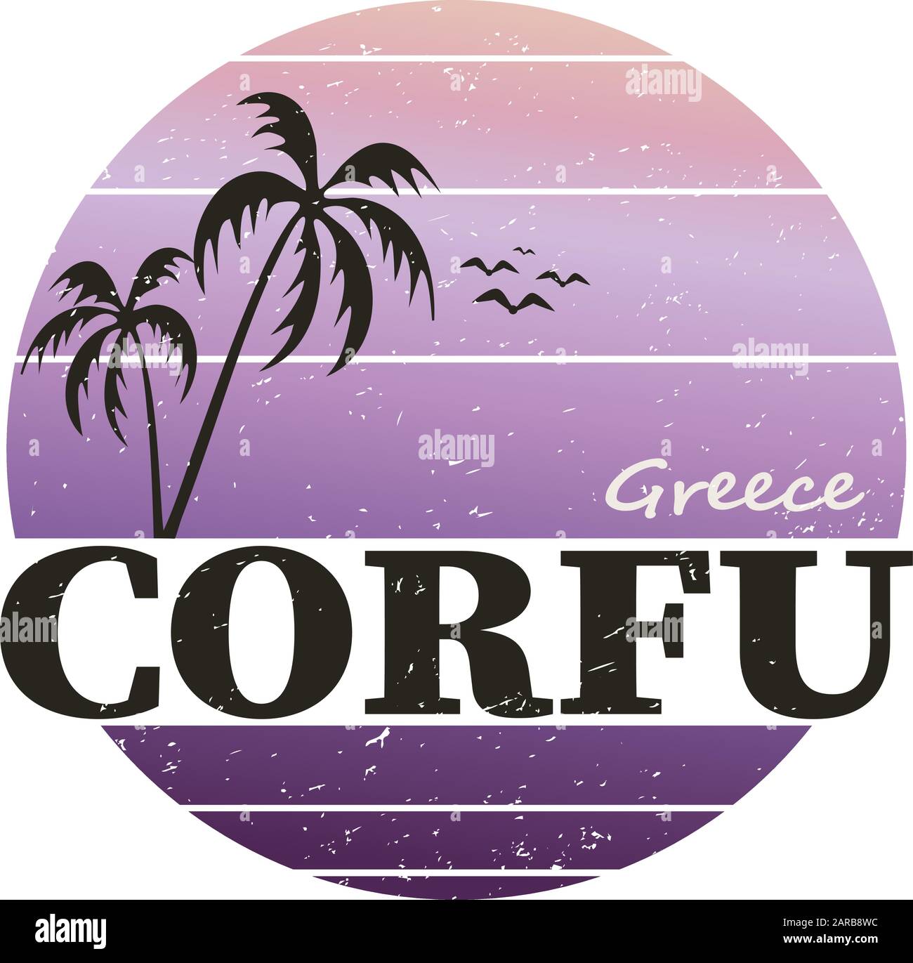 Logo Corfu. Signe arrondi Crète multicolore Illustration de Vecteur