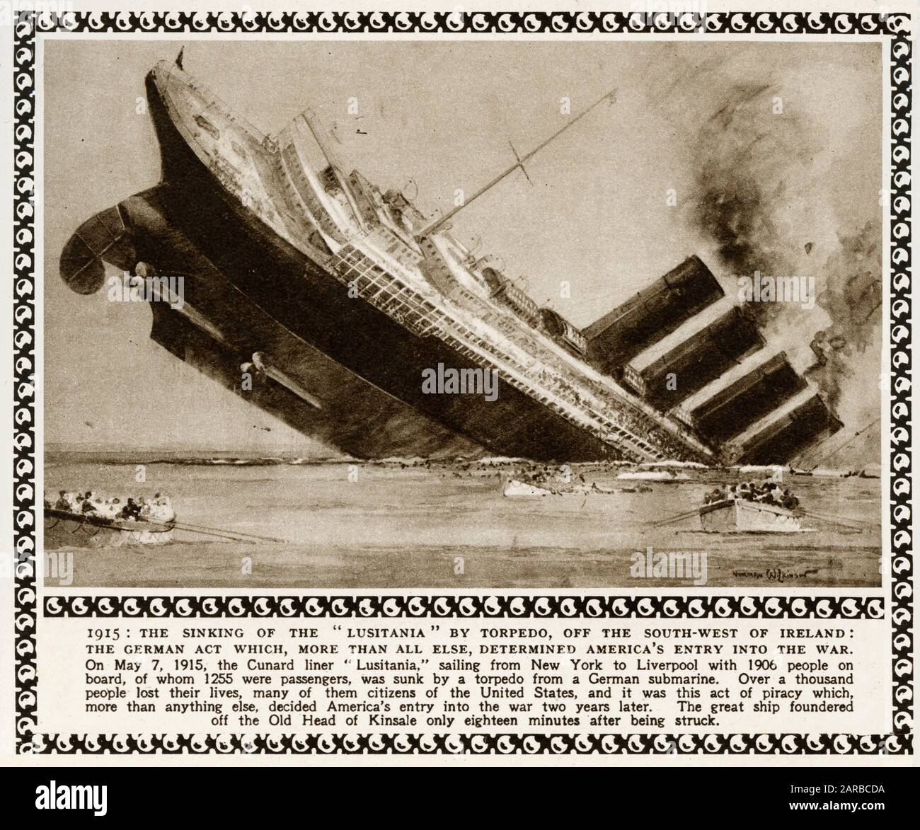 Le naufrage de la Lusitania Banque D'Images