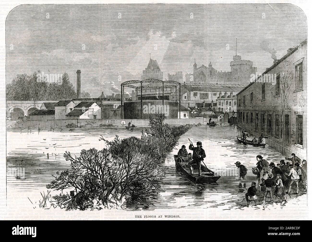 Inondations à Windsor 1869 Banque D'Images