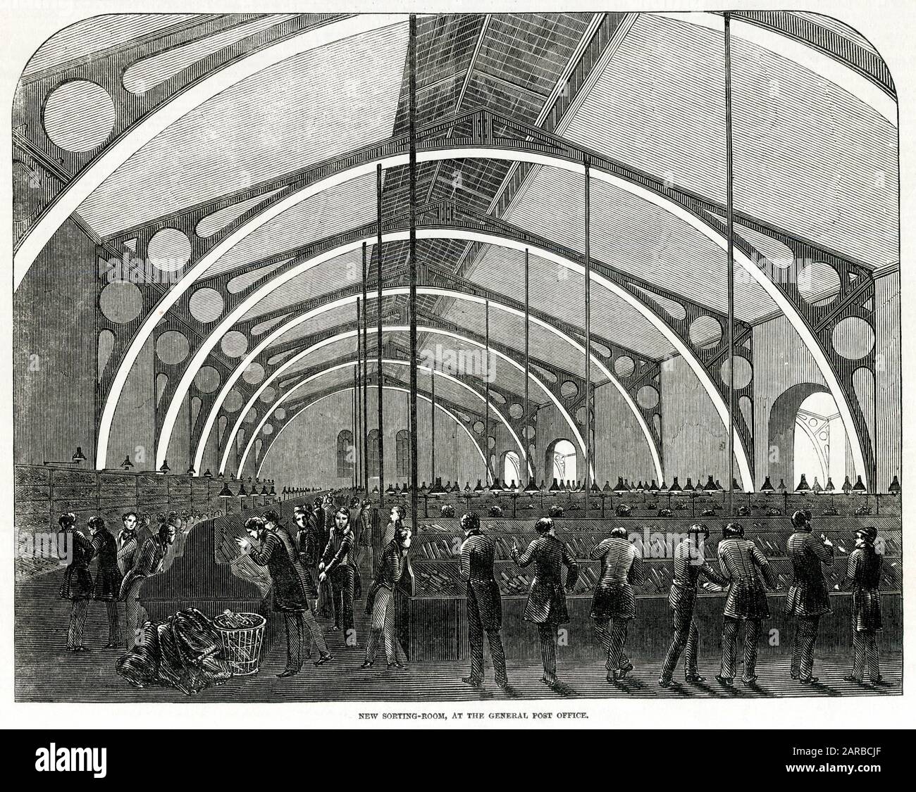 Nouvelle salle de tri au bureau de poste général 1846 Banque D'Images