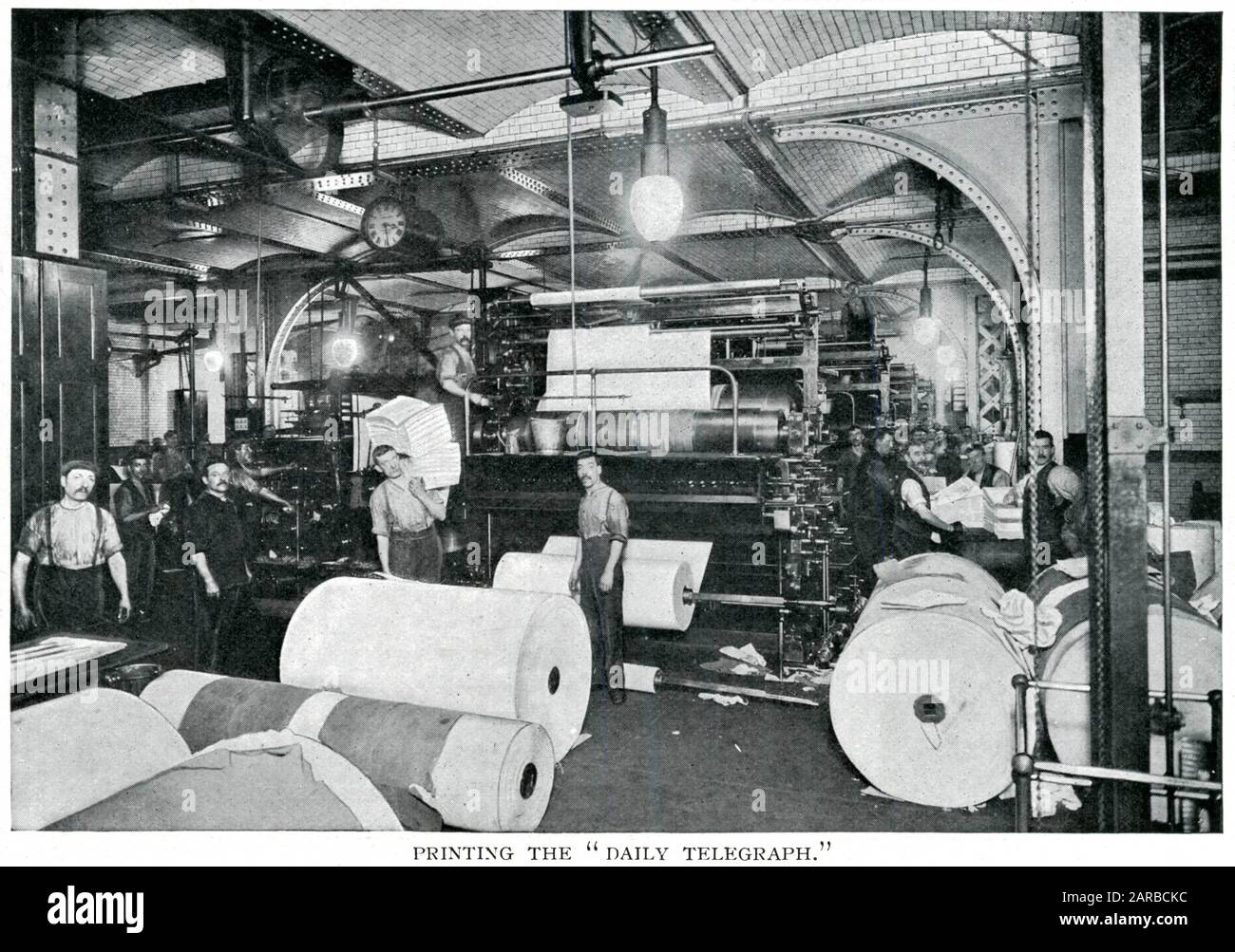 Telegraph quotidien, salle d'impression à Fleet Street, Londres. Date: 1900 Banque D'Images