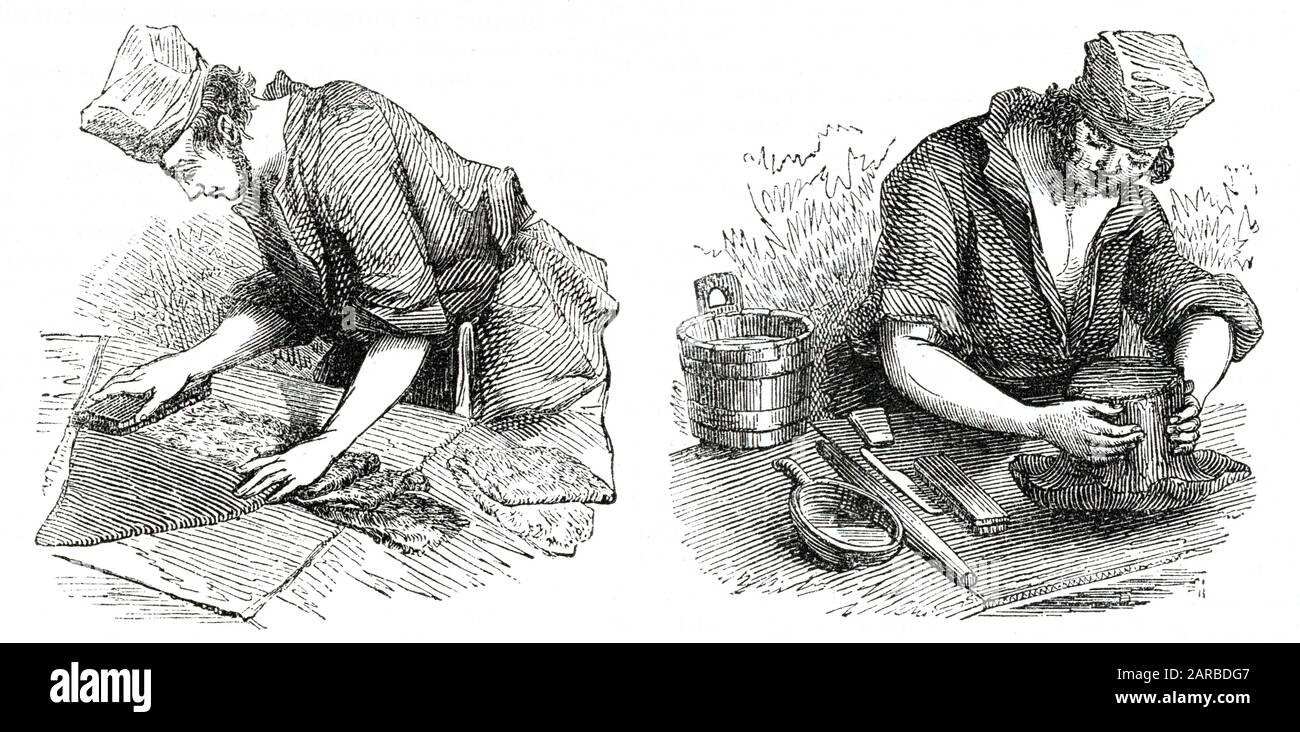 Travailleurs de l'usine de Hat, Southwark, Londres 1841 Banque D'Images