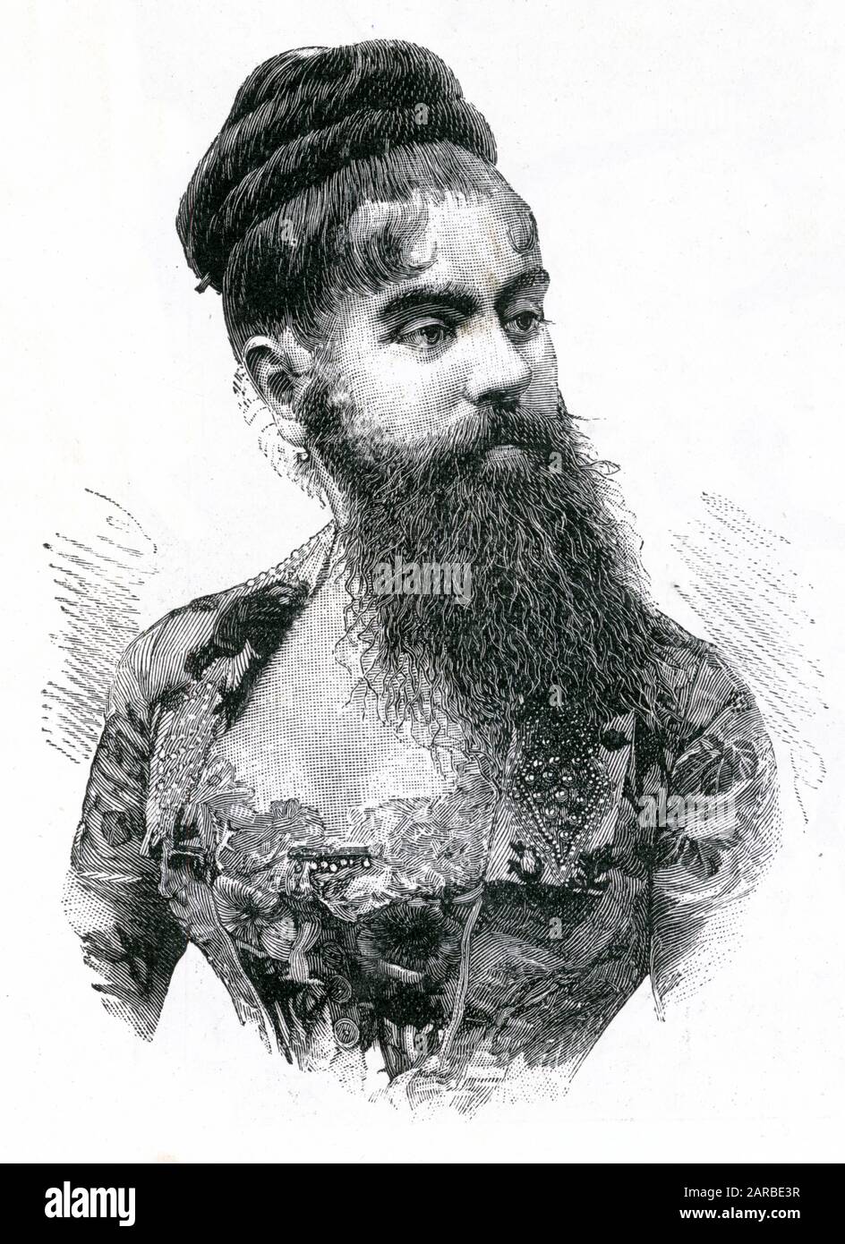 Annie Jones Elliot (1865 - 1902) également connue sous le nom de « la Dame de barbe » a visité le showman P. T. Barnum comme une attraction de cirque. Banque D'Images