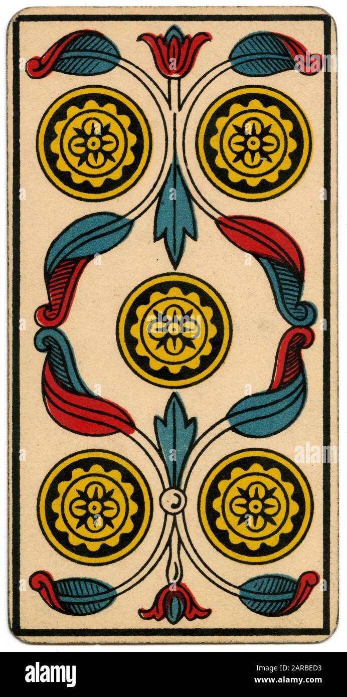 5 De Deniers Tarot De Marseille Carte Tarot - deniers (pièces) V Photo Stock - Alamy