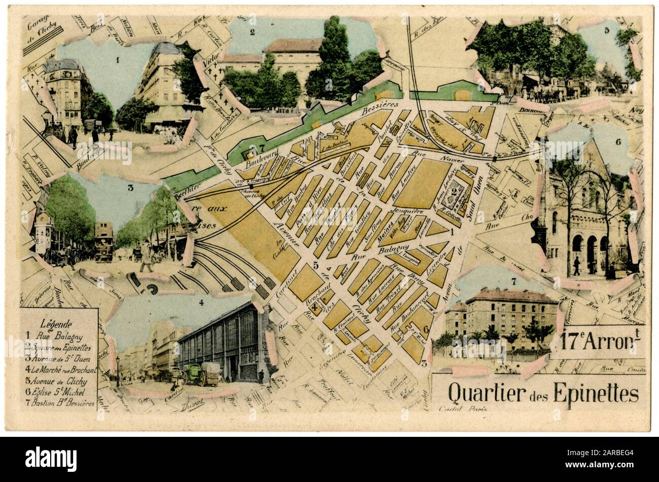 Carte du 17ème Arrondissement, quartier des Epinettes, Paris, France