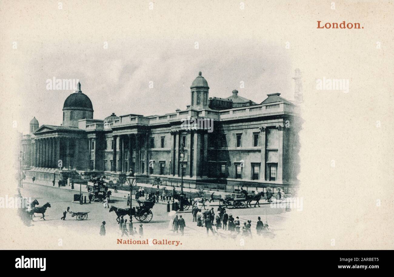 Londres - La National Gallery On Trafalgar Square Date : Vers 1903 Banque D'Images