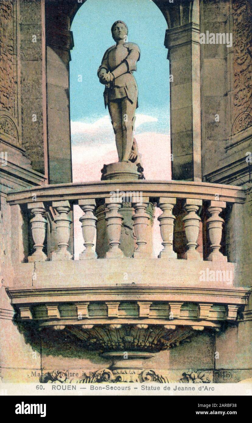 Rouen, France - Statue de Jeanne d'Arc à Bonsecours. Banque D'Images