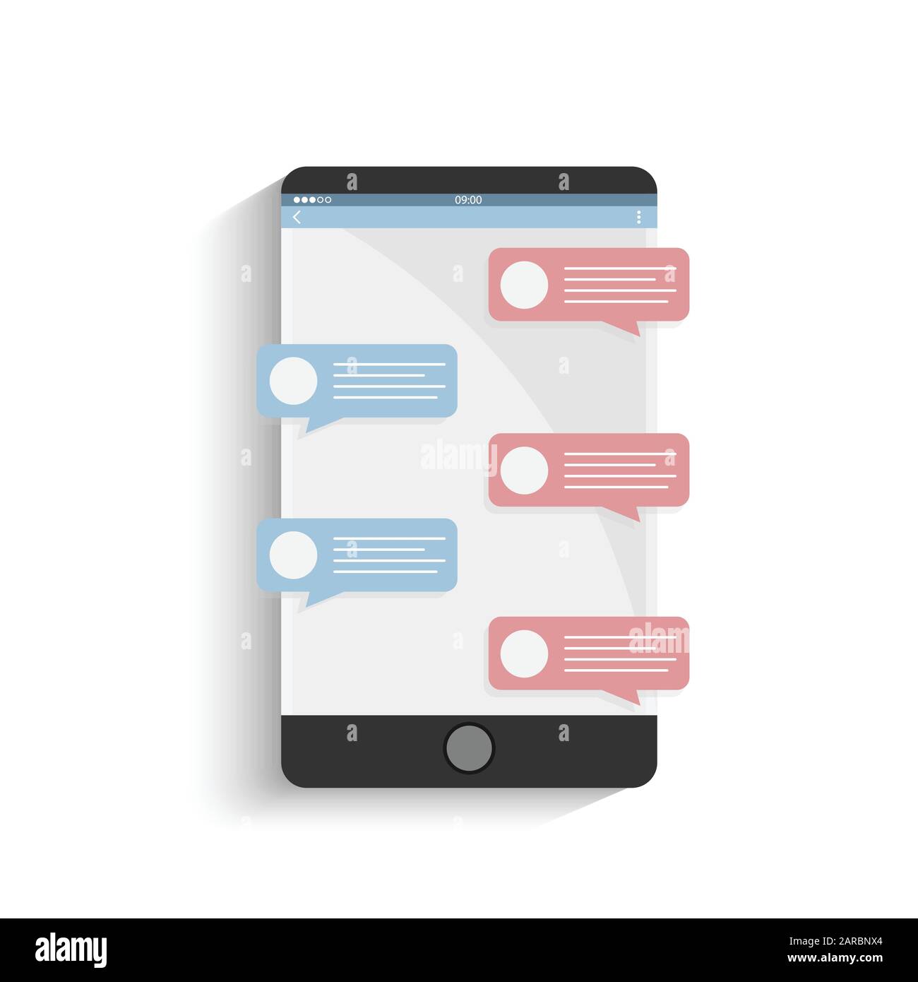 Smartphone avec bulles de conversation. Chat en ligne, illustration vectorielle Illustration de Vecteur